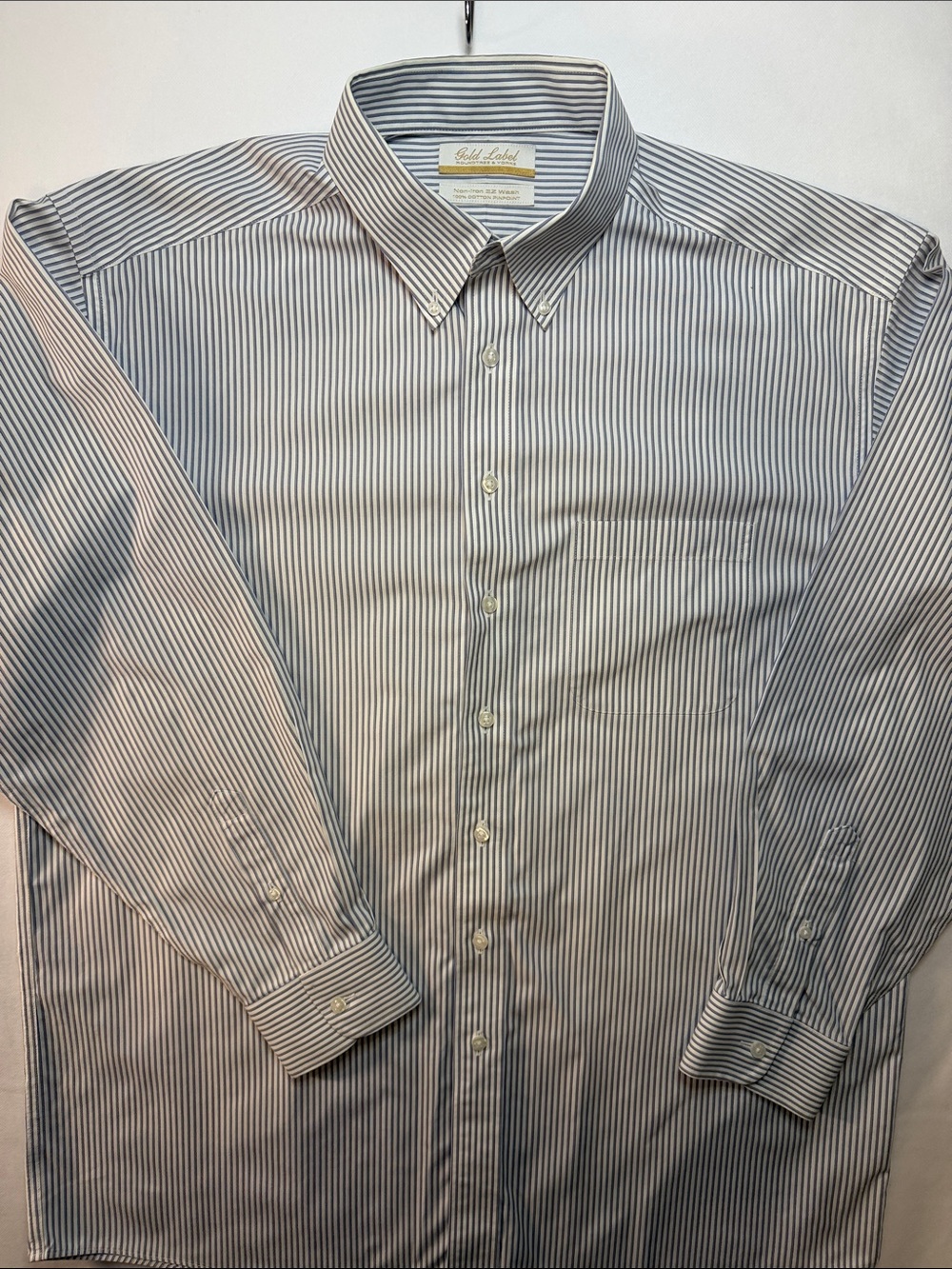 Roundtree & Yorke Blue and White Striped Dress Shirt